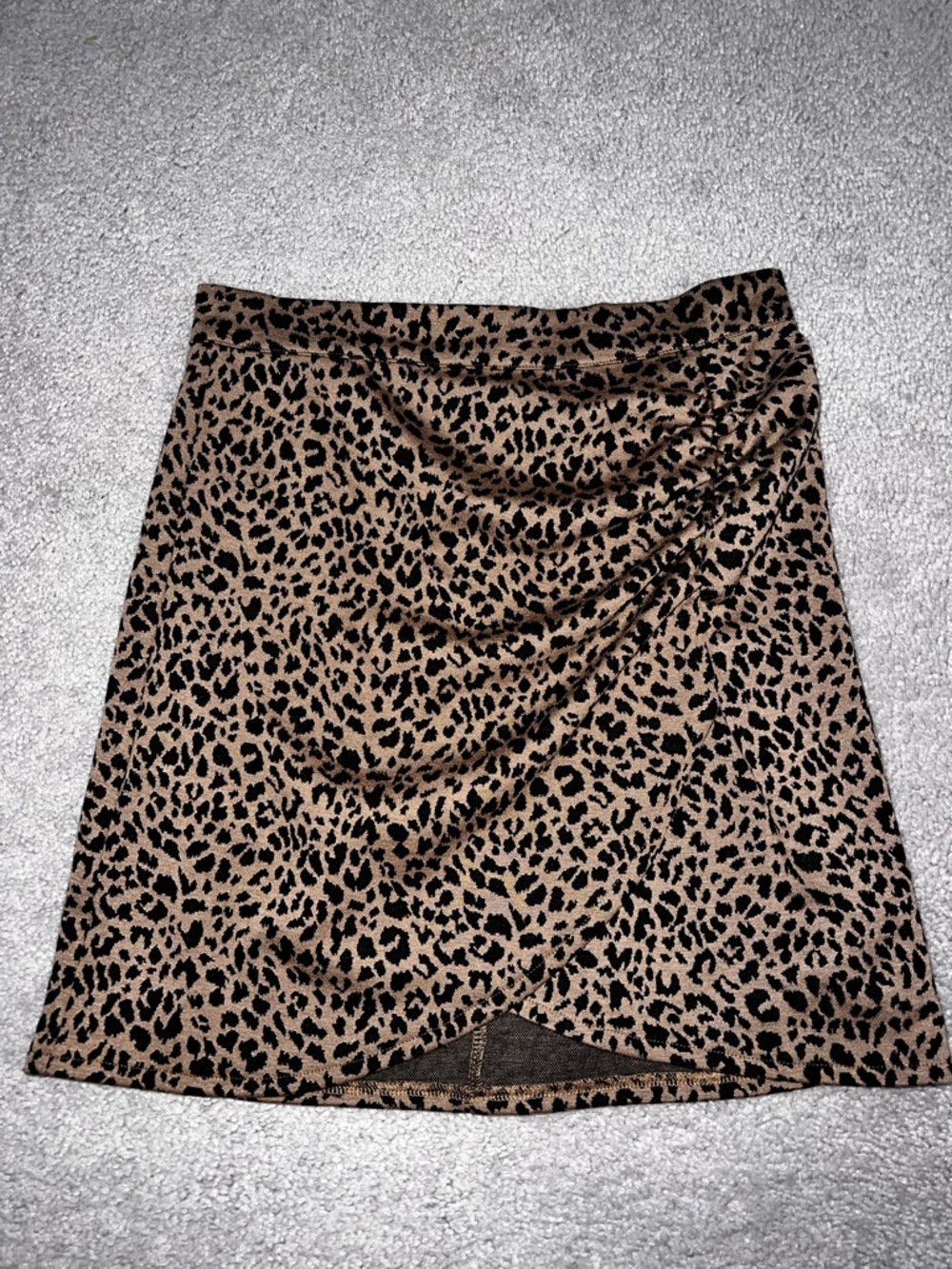 Altar'd State Brown and Black Leopard Ruched Mini Skirt